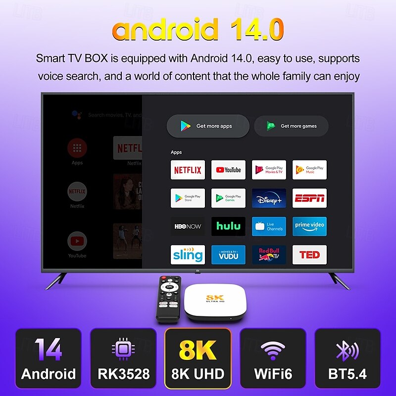 Android 14 Smart TV BOX H96 Max M2 PLUS Rockchip RK3528 1000M LAN WiFi6 Bluetooth 5.4 8K 4K BT With Voice Gyroscope Remote Set Top Box Media Player2