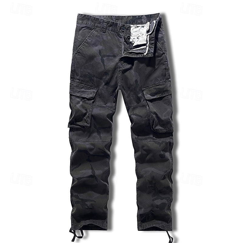 Men's Cargo Pants Hiking Pants Trousers Camo Outdoor Regular Fit Breathable Bottoms Pocket Dark Grey Army Green Cotton Camping / Hiking Running S M L XL XXL3