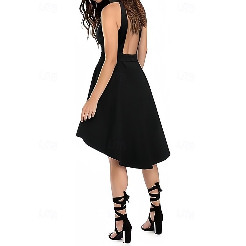 A-Line Wedding Guest Dresses Elegant Dress Wedding Guest Engagement Asymmetrical Sleeveless Crew Neck Stretch Crepe with Pleats3