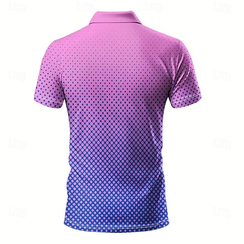 Men's Ombre Circle Polo Short Sleeve Turndown Casual Daily Sports & Outdoor Athleisure Casual Daily Buttons Summer Violet2