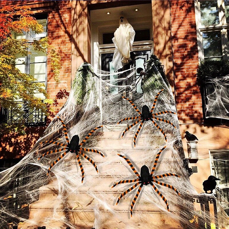 Giant Polyester Stretchable Halloween Spider - No Power Needed Perfect for Outdoor Decor & Haunted House Props4