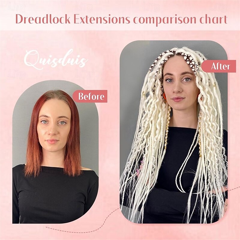 30 Inch 30 Strands SE Dreadlock Extensions3 In 1 Mixed Synthetic Dreads Extensions613 Blonde Curly&Straight&Boho Single Ended Dreads Extensions Hippie Style Dreadlock for Women2