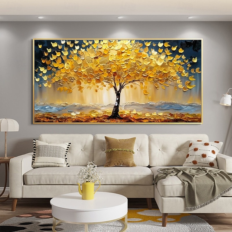 Mintura Handmade 3D Gold Tree Landscape Oil Paintings On Canvas Wall Art Decoration Modern Abstract Picture For Home Decor Rolled Frameless Unstretched Painting4