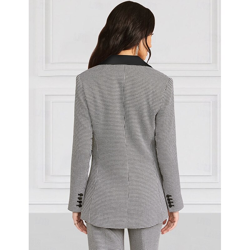 Women's 2 Pieces Suits Formal Wedding Guest Stretch Crepe Elegant Simple Long Sleeve Floor Length Peak Lapel Double Breasted2