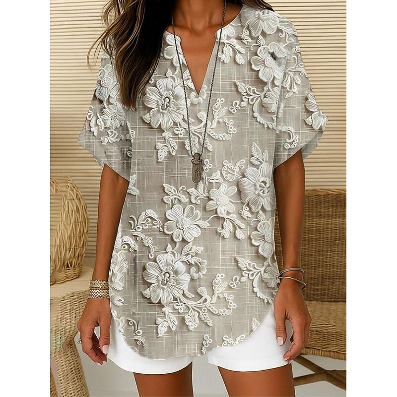 Women's Boho Shirt Floral Graphic Elegant Bohemia Vintage Sleeveless Short Sleeve Regular Tops Daily Holiday Beach Wear Black White Pink Blue Khaki Summer Spring4