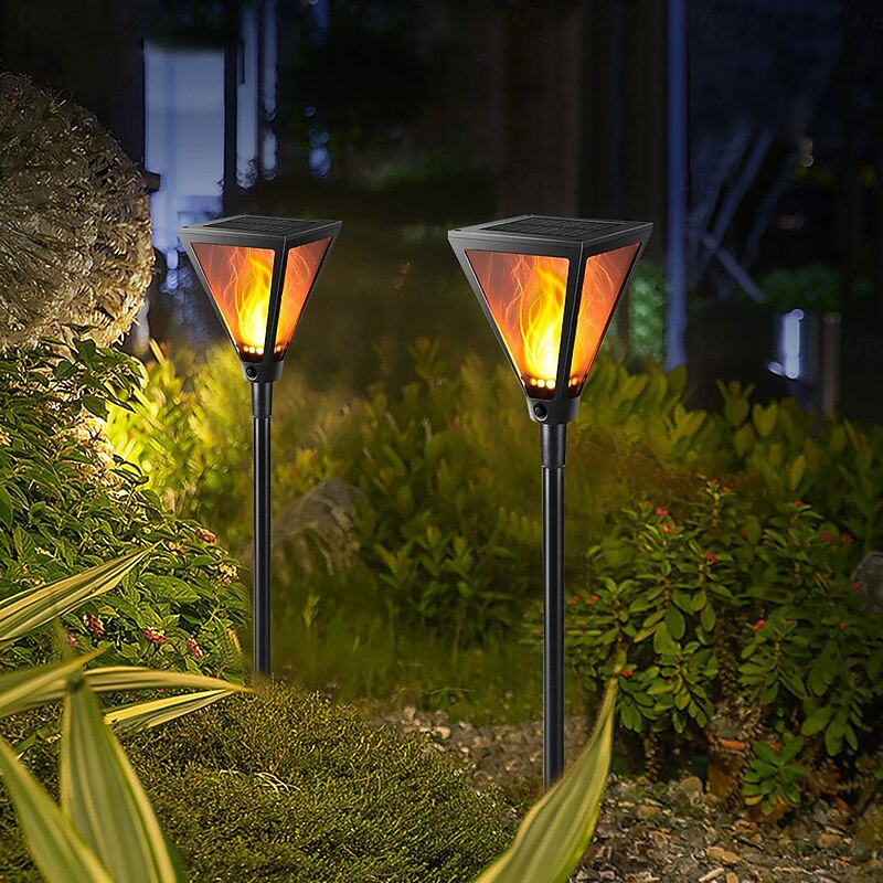 1 Pc outdoor waterproof solar large square flashing flame ground plug light 94 LED Beads garden courtyard lawn path Halloween Christmas wedding atmosphere decoration light landscape light4