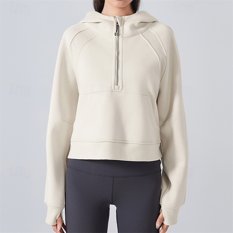 Women's Sport Jacket Windproof Warm Hooded Long Sleeve Sports Solid Color Jacket For Pilates Running Yoga Activewear4