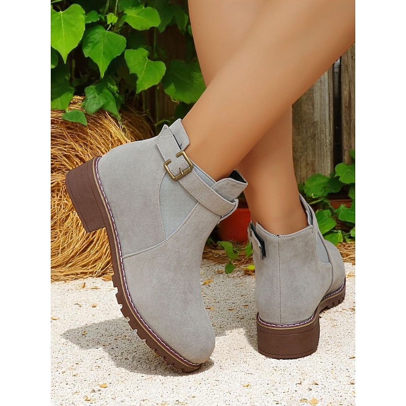 Women's Brown Ankle Boots – Fall Boots with Buckle Strap for Oktoberfest, Farm Markets, Beer Festival and Rustic Outdoor Days4