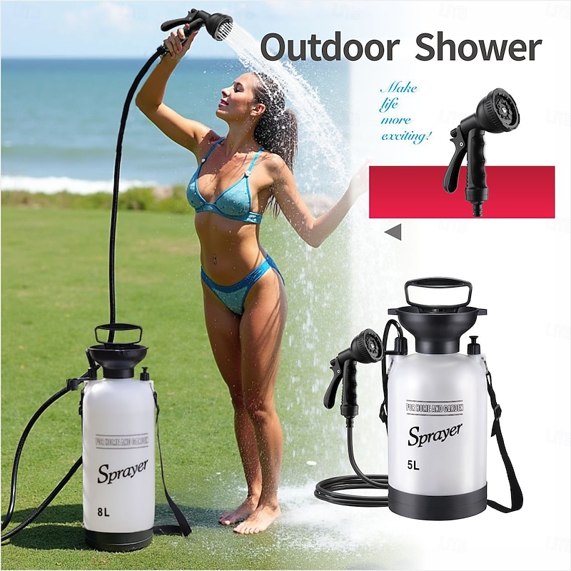 Portable Camping Shower, 10 Spray Modes, Insulated Pressure Sprayer, Warm Water Outdoor Shower for Hiking, Beach, Pet Washing3