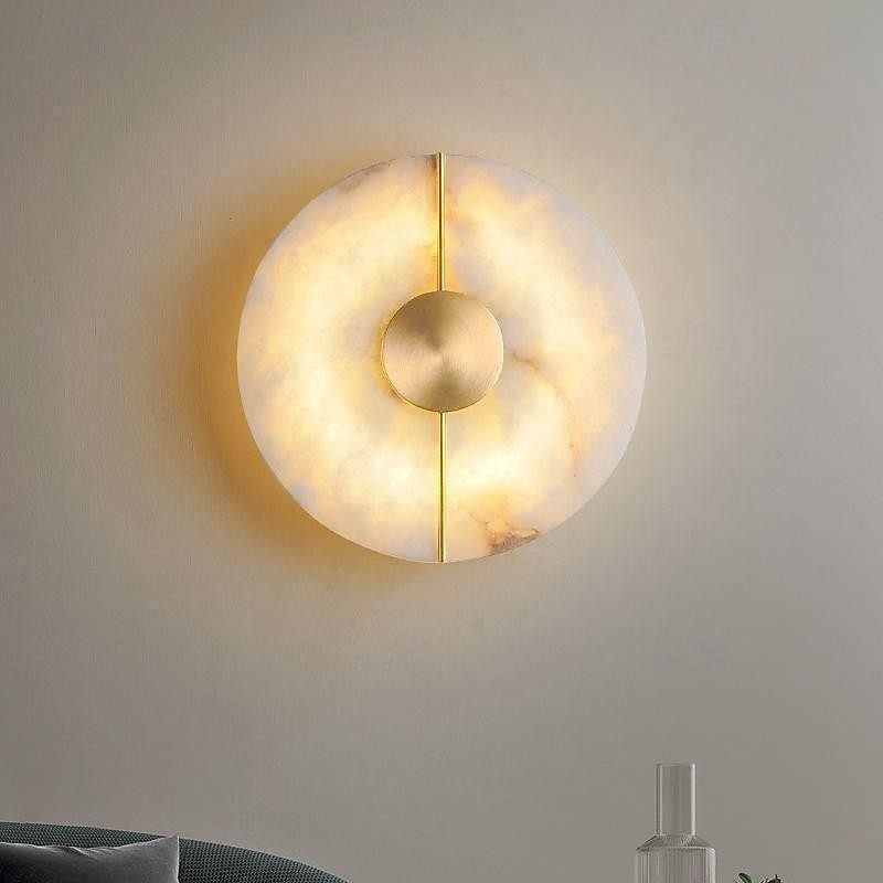 LED Wall Sconce Lamp Marble Circle Design Minimalist Wall Mount Light Lighting Fixture Indoor Lights for Living Room Bedroom 110-240V