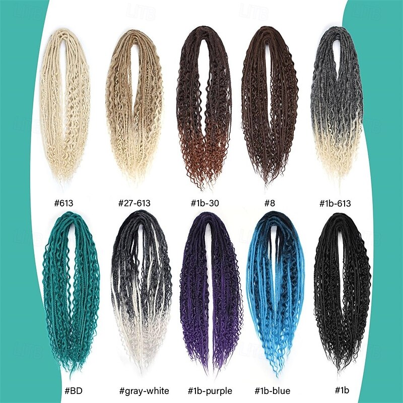 24 Inch 3 In 1 Dreadlock Extensions Sets 30 Strands Mixed Black Synthetic DE Dreads Extensions 100% Handmade Soft Double Ended Curly Boho Wavy Dreads for Girls4