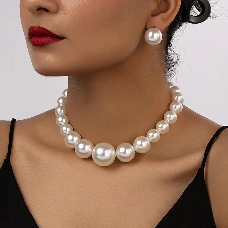 Bridal Jewelry Sets 1 set Pearl Alloy Earrings Necklace Women's Elegant Stylish Sweet Jewelry Set For Wedding Work Special Occasion