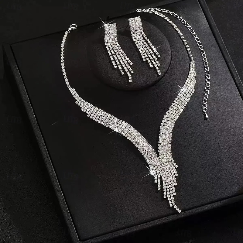 Bridal Jewelry Sets One-piece Suit Alloy Earrings Necklace Women's Stylish Cute Geometrical Precious Jewelry Set For Party Evening Wear3