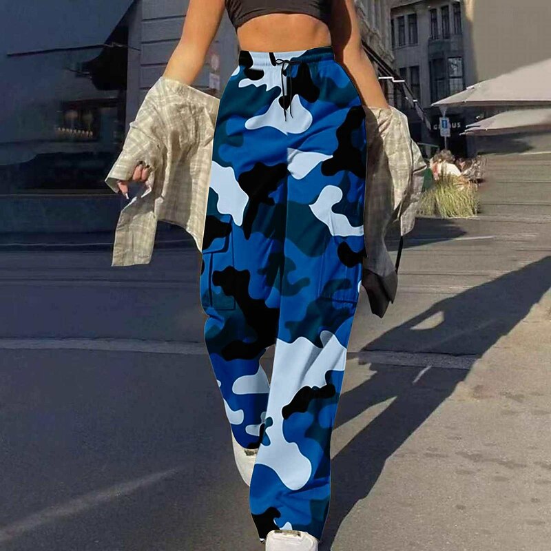 Women's EU / US Size Straight Casual / Sporty Athleisure Full Length Natural Patchwork Azure Wine Depression Green Spring Grass Green Spring, Fall, Winter, Summer2