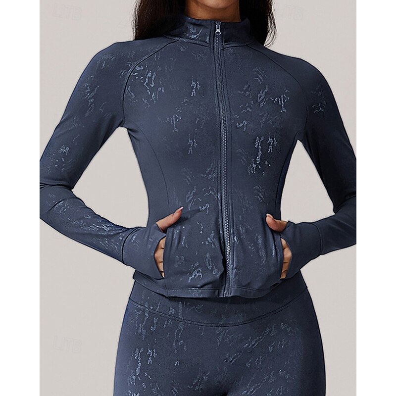 Women's Hiking Jacket Sport Jacket Outdoor Breathable Quick Dry Lightweight Hiking Outfits Hiking Clothes Autumn / Fall Jacket Spandex Tennis Golf Running Floral Black Khaki Dark Blue4