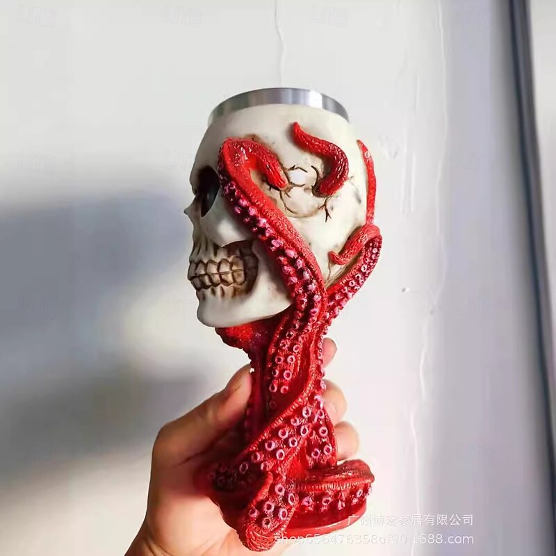 Halloween Skull Mug Stainless Steel Skull-Shaped Beer Goblet Spooky Stemmed Drinkware, Unique Halloween Gift, Fun Party Mug, Perfect for Bars and Collectors3