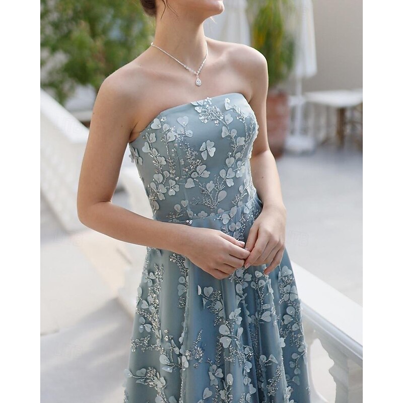 A-Line Cocktail Dresses Detachable Cape Elegant Dress Formal Wedding Tea Length Midi Length Sleeveless Off Shoulder 3d Floral Lace with Beading Ruched Details4