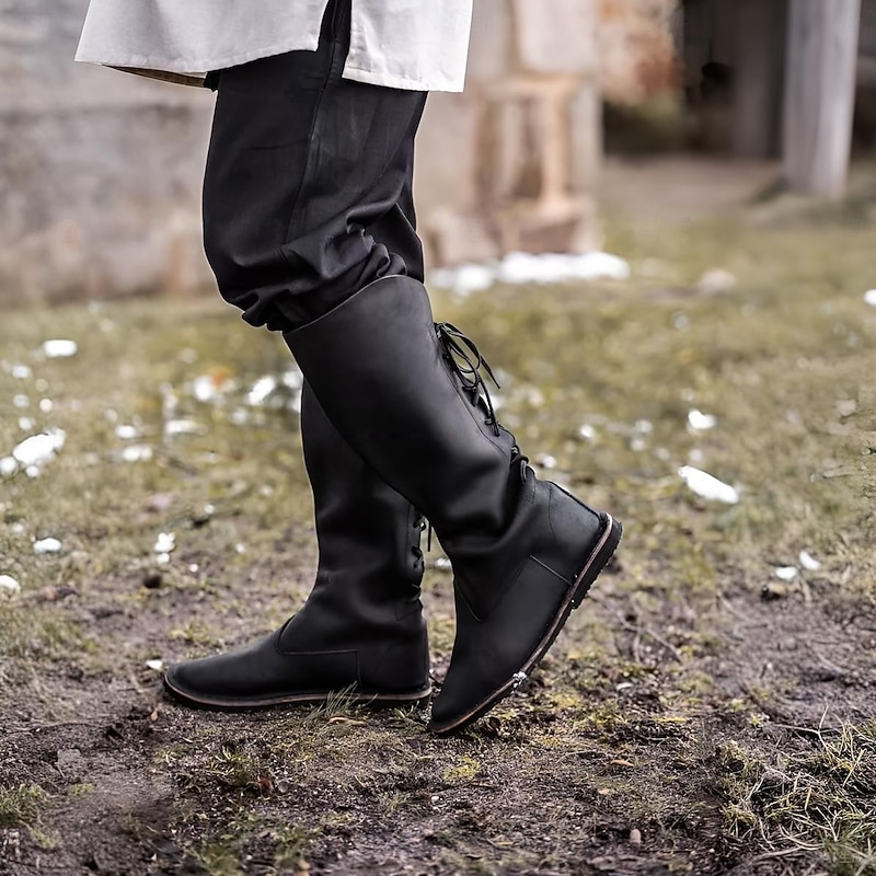 Medieval Renaissance Shoes Boots Knee High Boots Pirate Viking Crusader Fancy Dress Men's Celtic Pirate Halloween Masquerade Party & Evening LARP Ren Faire Adults' Shoes4