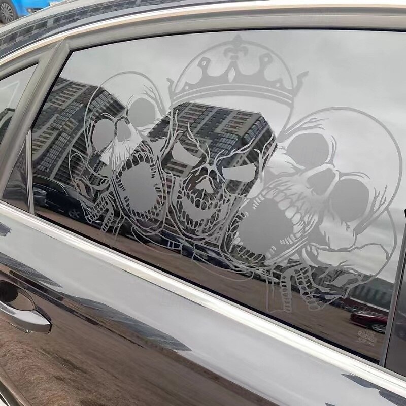 Halloween Skull Car Window Stickers, Cool Skull Head Decals for Hood and Side Doors, Halloween Car Decor Decals