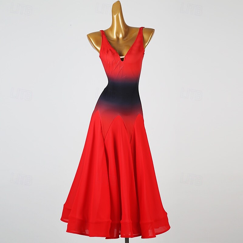 Ballroom Dance Dress Women Performance Modern Dance Costumes Sleeveless Waltz Dancewear Clothes4