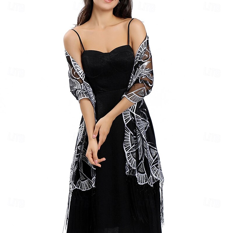 Women's Wrap Elegant Sleeveless Lace Wedding Wraps With Sequin For Wedding Summer2
