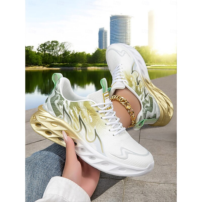 Women's Breathable Gold Gradient Running Sneakers – Lightweight Mesh Sport Shoes for Daily Workout, Jogging or Urban Style4