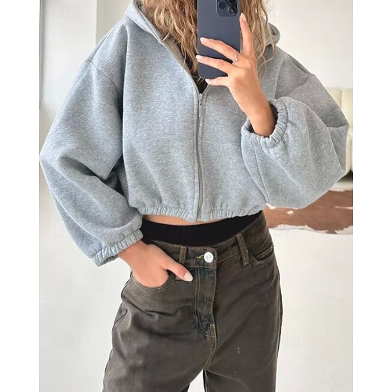 Women's Hoodie Outdoor Jacket Zipper Pocket Long Sleeve Jacket Athleisure Fall Solid Colored Thermal Warm Windproof Tennis Golf Running Sportswear Activewear Black Sky Blue Fuchsia