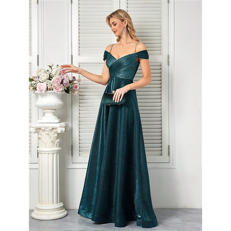 A-Line Quinceanera Dresses Elegant Dress Formal Wedding Floor Length Sleeveless Spaghetti Strap Polyester V Back with Pleats3