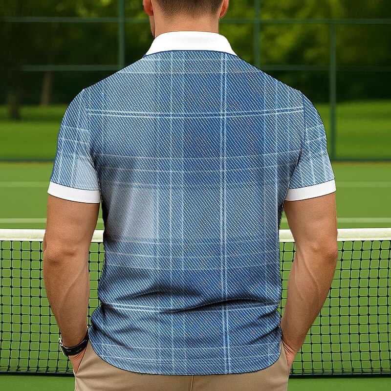 Men's Color Block Polo Short Sleeve Turndown Business Casual Daily Sports & Outdoor Athleisure Casual Daily Pocket Buttons Summer Robin's Egg Blue Grey Green4