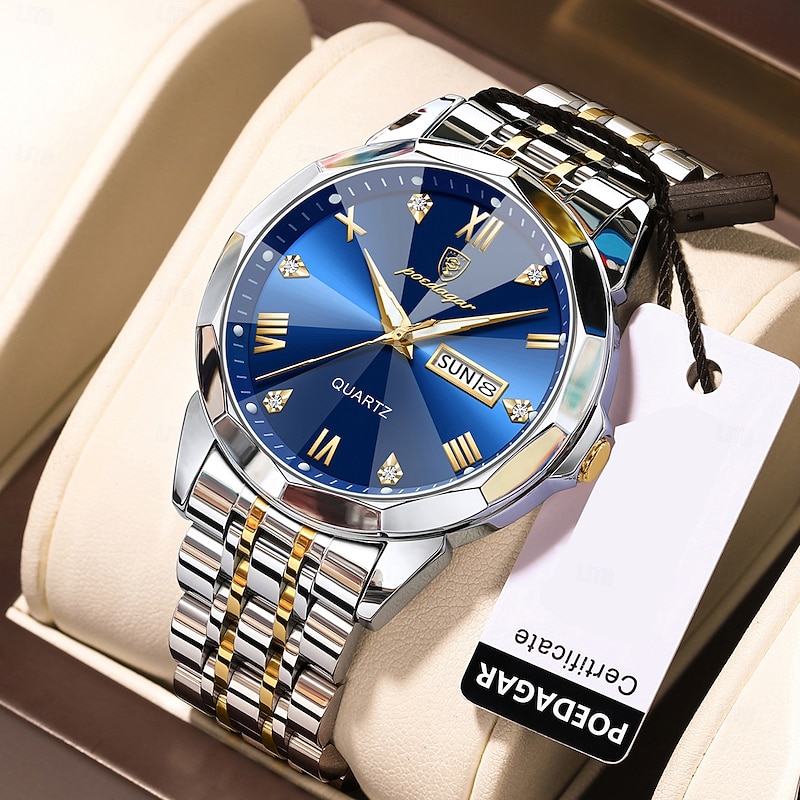 Men's Watches Luxury Fashion Original Quartz Watch for Man Wateproof Luminous Date Week Wristwatch