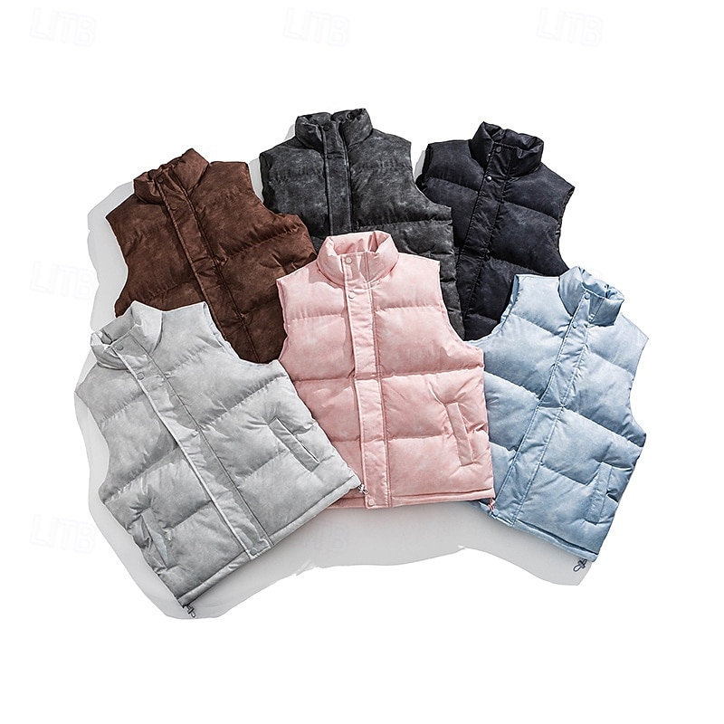 Men's Women's Winter Vest Puffer Vest Sleeveless Vest Outdoor Thermal Warm Lightweight Breathable Winter Polyester Dark Grey Black Pink Hunting Fishing Climbing