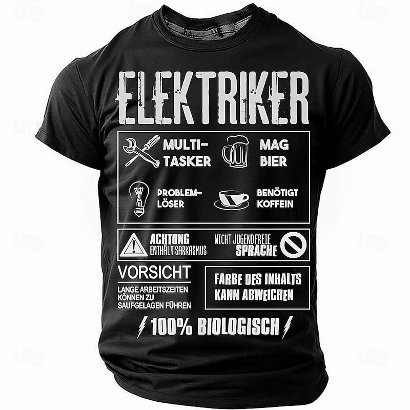 Funny Electrician Men's T-Shirt - Sarcastic Work Humor for Multi-Taskers, Problem-Solvers, Beer & Coffee Lovers