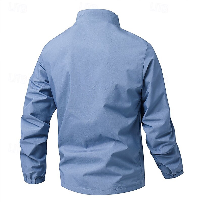 Men's Bomber Jacket Windbreaker Hiking Jacket Outdoor Waterproof Windproof Hiking Outfits Hiking Clothes Spring Autumn / Fall Top Camping / Hiking / Caving Running Black Blue Grey2
