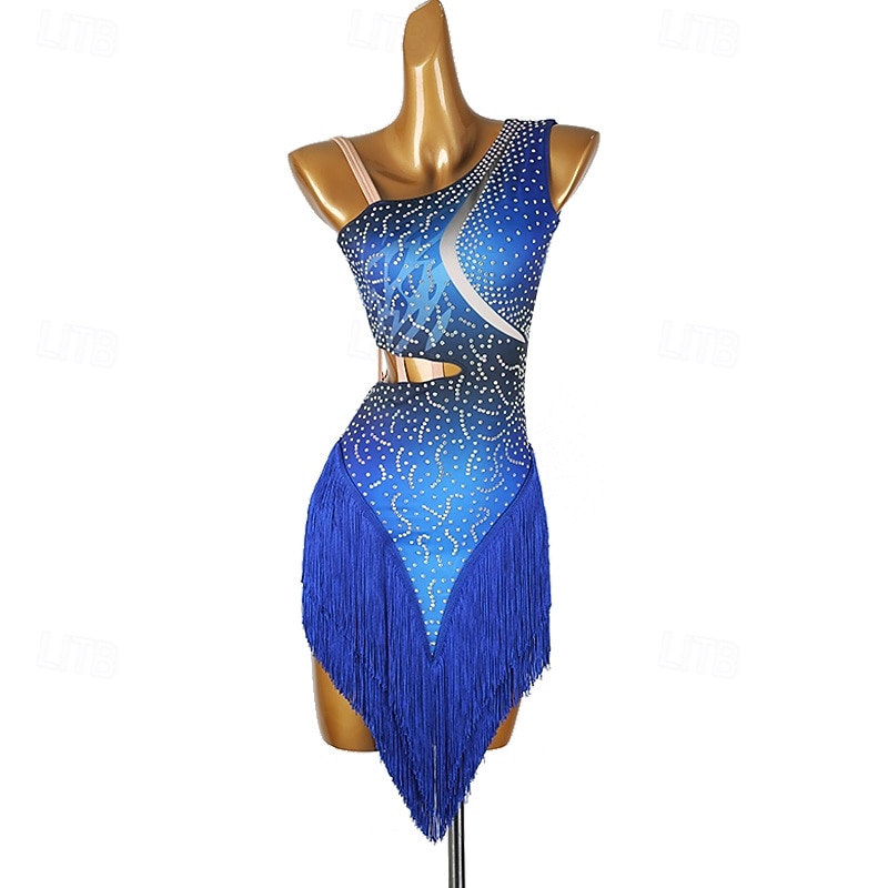 Latin Dance Dress For Women Competition Salsa Tassel Dress Sleeveless Rumba Chacha Dancewear Costumes2