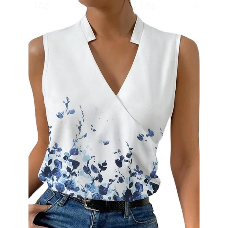 Women's Camisole Tank Top Floral Stylish Casual Sleeveless V Neck Regular Tops Daily Print Red Blue Green Gray Summer4
