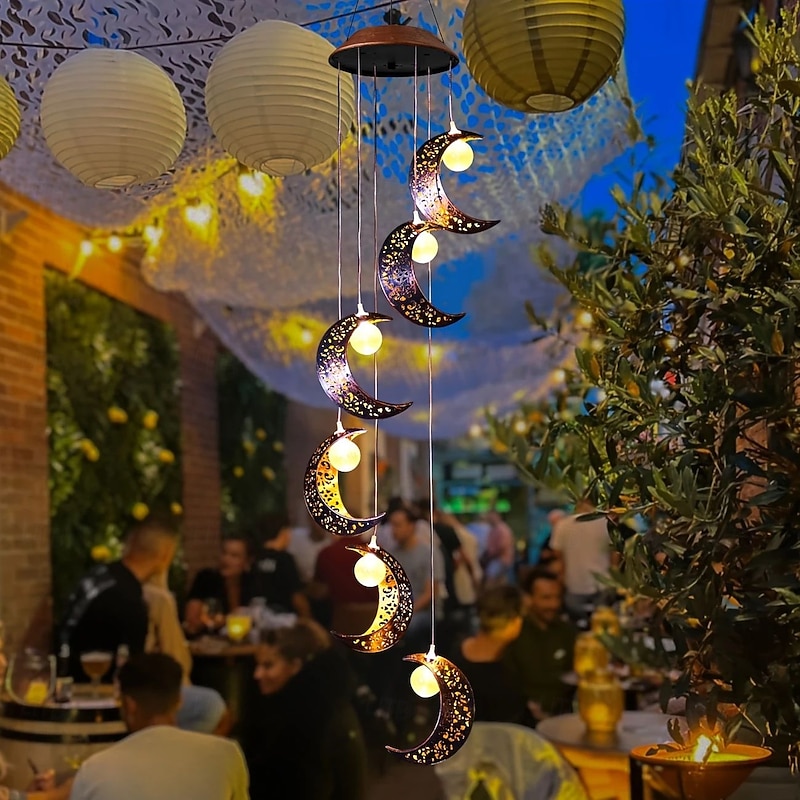 Solar Moon Wind Chime Light Sun Star Outdoor Waterproof Lantern for Garden Courtyard Lawn Decoration Home Balcony Hanging Light Christmas Thanksgiving Gift3