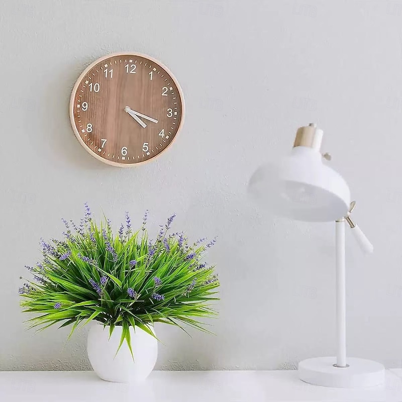 8PCS Artificial Lavender and Monkey Grass Plants, Faux Outdoor Greenery for Garden, Patio, and Home Decoration2