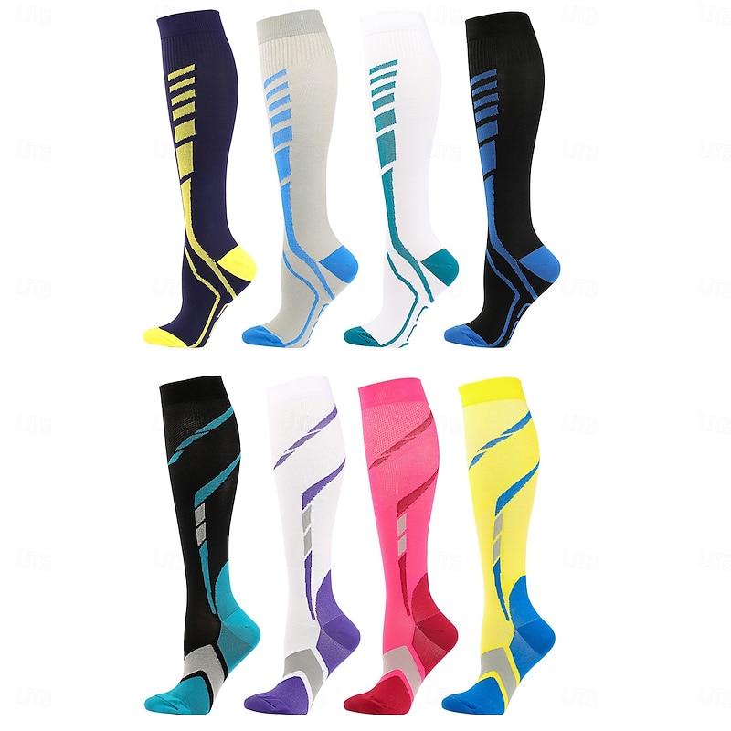 3 Pairs Compression Socks, Multi-Color Outdoor Running High Tube Pressure Socks, Athletic Performance Socks for Cross-Border Sale