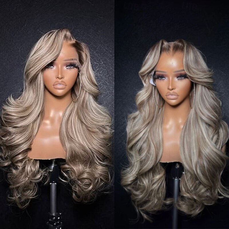 Remy Human Hair 5x5 Closure 13x4 Lace Front Wig Free Part Brazilian Hair Wavy Multi-color Wig 130% 150% Density Highlighted / Balayage Hair Natural Hairline 100% Virgin Glueless Pre-Plucked For Women4