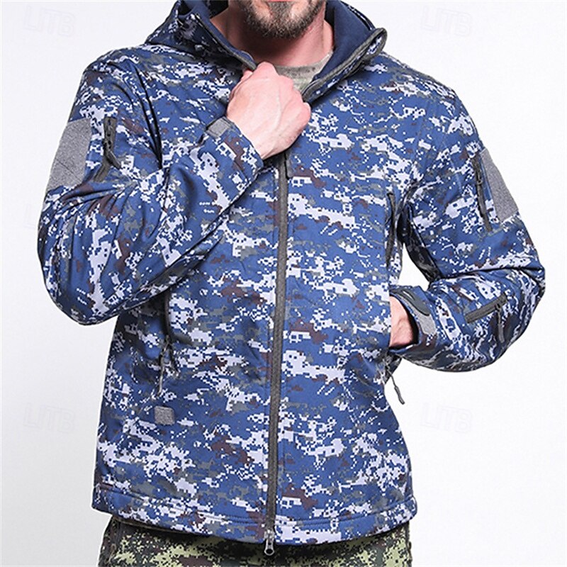 Men's Hiking Jacket Winter Coat Hiking Fleece Jacket Winter Outdoor Thermal Waterproof Windproof Winter Fleece Jacket Blue Brown Grey