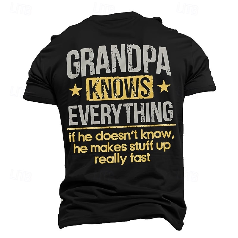 Men's Funny Grandpa Knows Everything Graphic Short Sleeve T-Shirt4