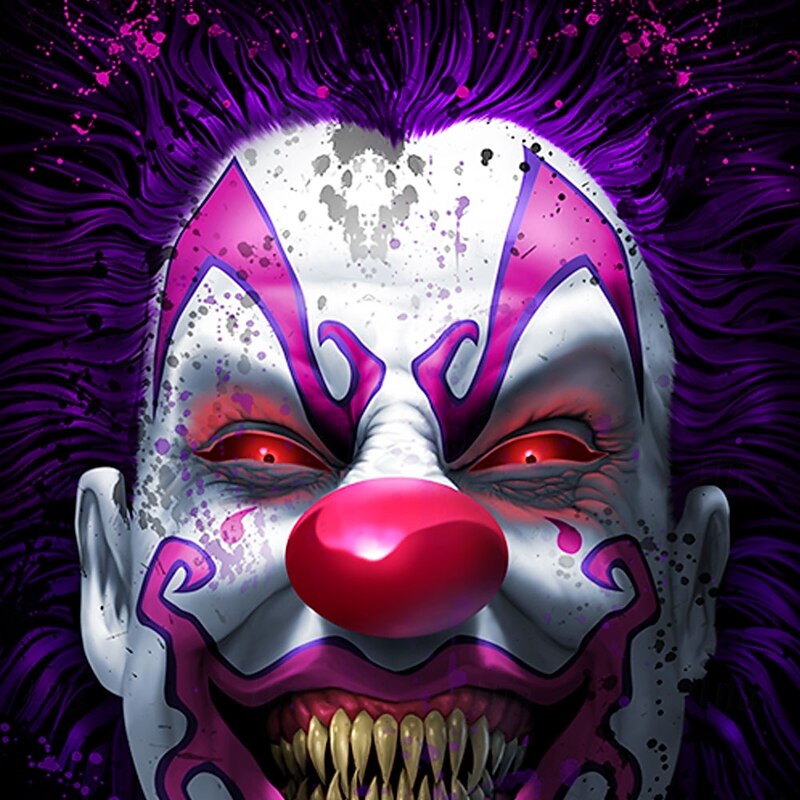 Tom Wood Halloween Men's Clown T Shirt Short Sleeve T shirt 3D Print Crew Neck Shirt Exaggerated Designer Party Street Casual Purple Summer Spring All Seasons Clothing Apparel S M L XL XXL2