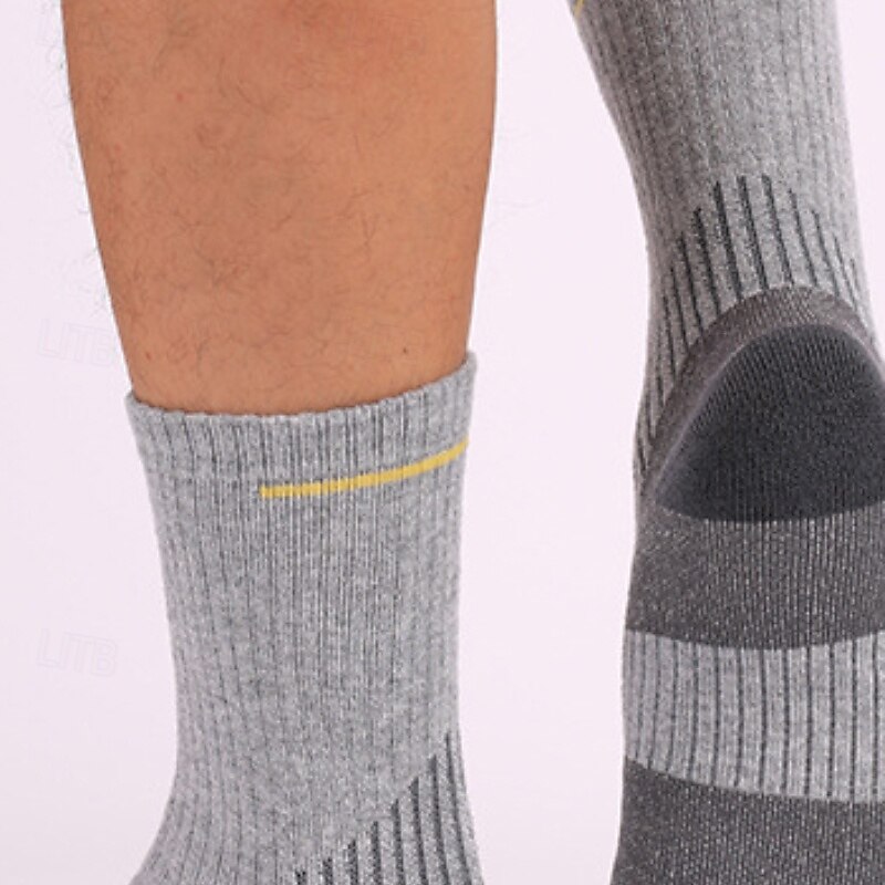 1 Pair Men's Women's merino wool socks Hiking Socks Sports Socks Thermal Warm Breathable Anti Blister Thick Outdoor mid crew Patchwork Merino Wool Dark Grey Black Dark Blue for Ski / Snowboard4