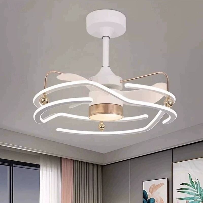 Modern Luxury Pentagon Metal Ceiling Fan Light - Remote Stepless Dimming Warm Lighting for Home