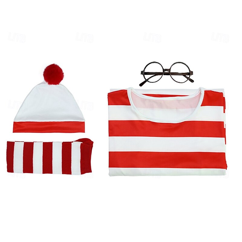 Where's Wally Costume Storybook Characters Movie Cosplay for Women's Girls' Kids Adults' Halloween Performance Educational Dress Up School Event4