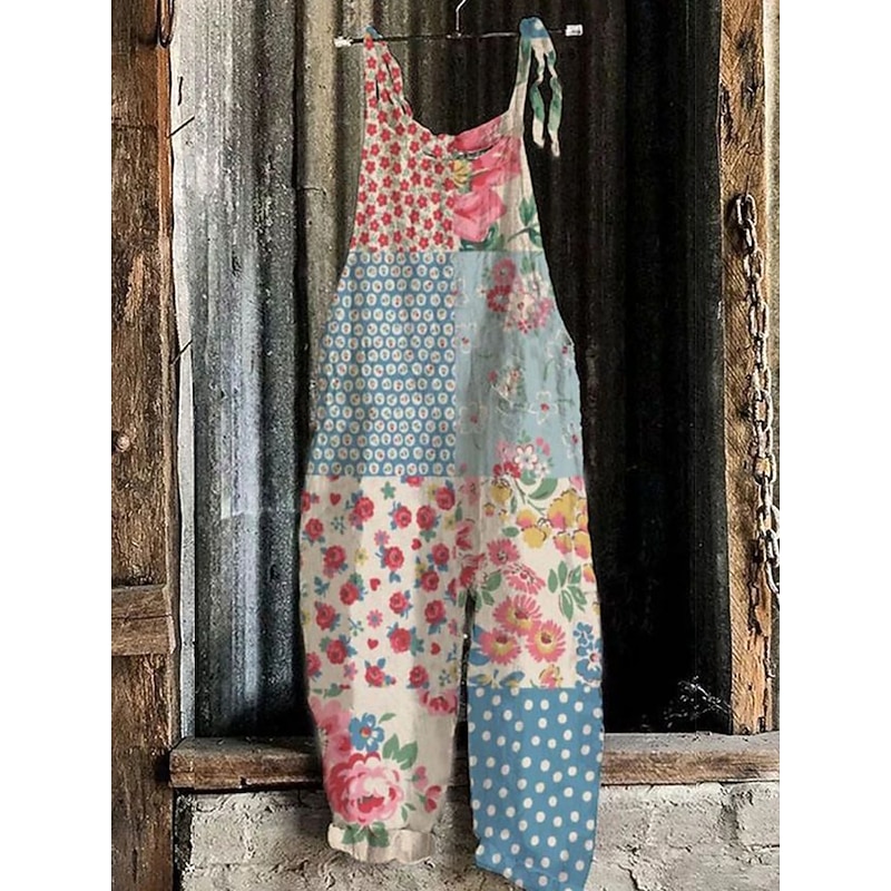 Women's Overalls Basic Casual Full Length High Waist Heart Graphic Geometric Pattern Drawstring Inelastic Street Casual Holiday Yellow Pink Red Blue Summer Spring Fall Loose Fit3