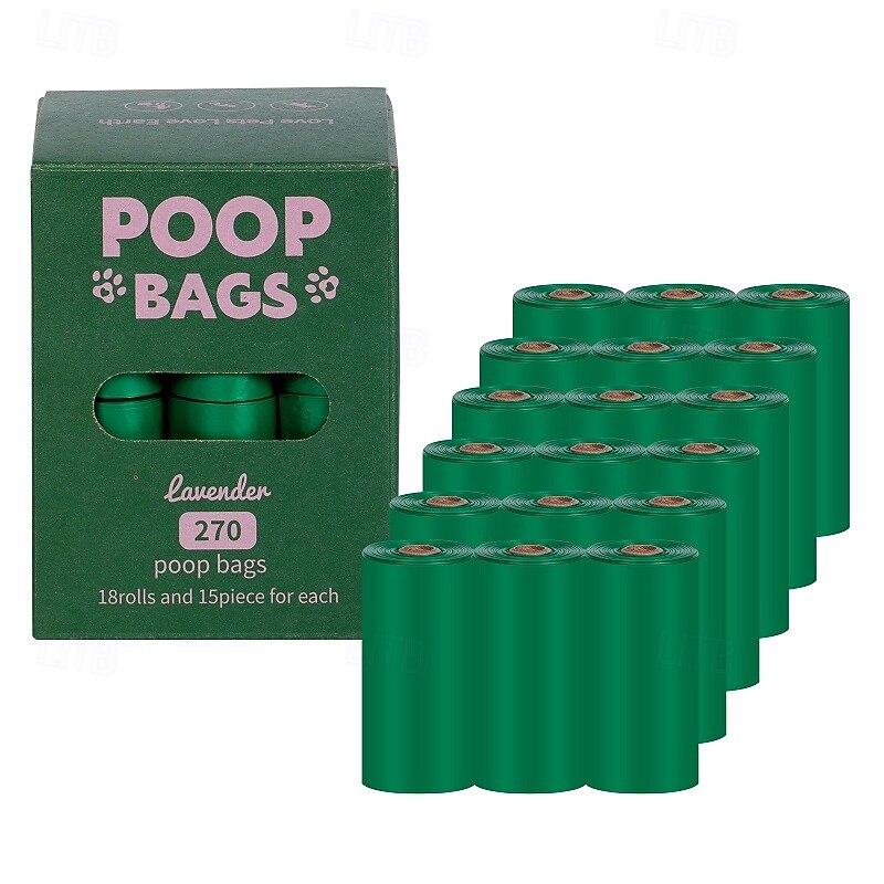 New Environmentally Friendly Recyclable Dog Poop Bag Portable Storage Bag With Hands-Free Clip Pet Waste Bag 18 Rolls