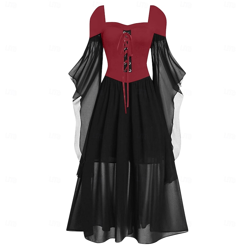 Retro Vintage Punk & Gothic Medieval Dress Witch Fancy Dress Women's Fantasy Steampunk Walpurgis Night Casual Daily Adults' Dress Spring & Summer2