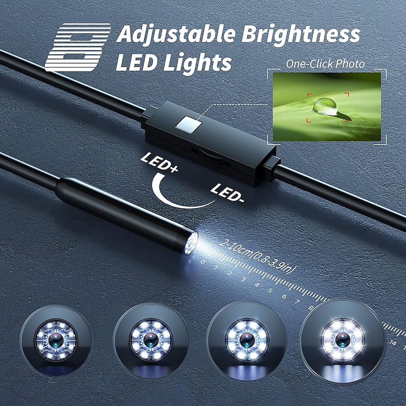 Endoscope Camera with Light,1080P HD Borescope Tools with Adjustable LED Lights, Endoscope with Semi-Rigid Snake Camera, Inspection Borescope for iOS and Android, 16.4ft Single Lens4