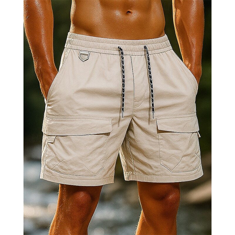 Men's Cargo Shorts Hiking Shorts sport shorts Patchwork Summer Outdoor Regular Fit Quick Dry Lightweight Breathable Shorts Drawstring Pocket Elastic Waist Black Army Green Tennis Golf Running S M L4